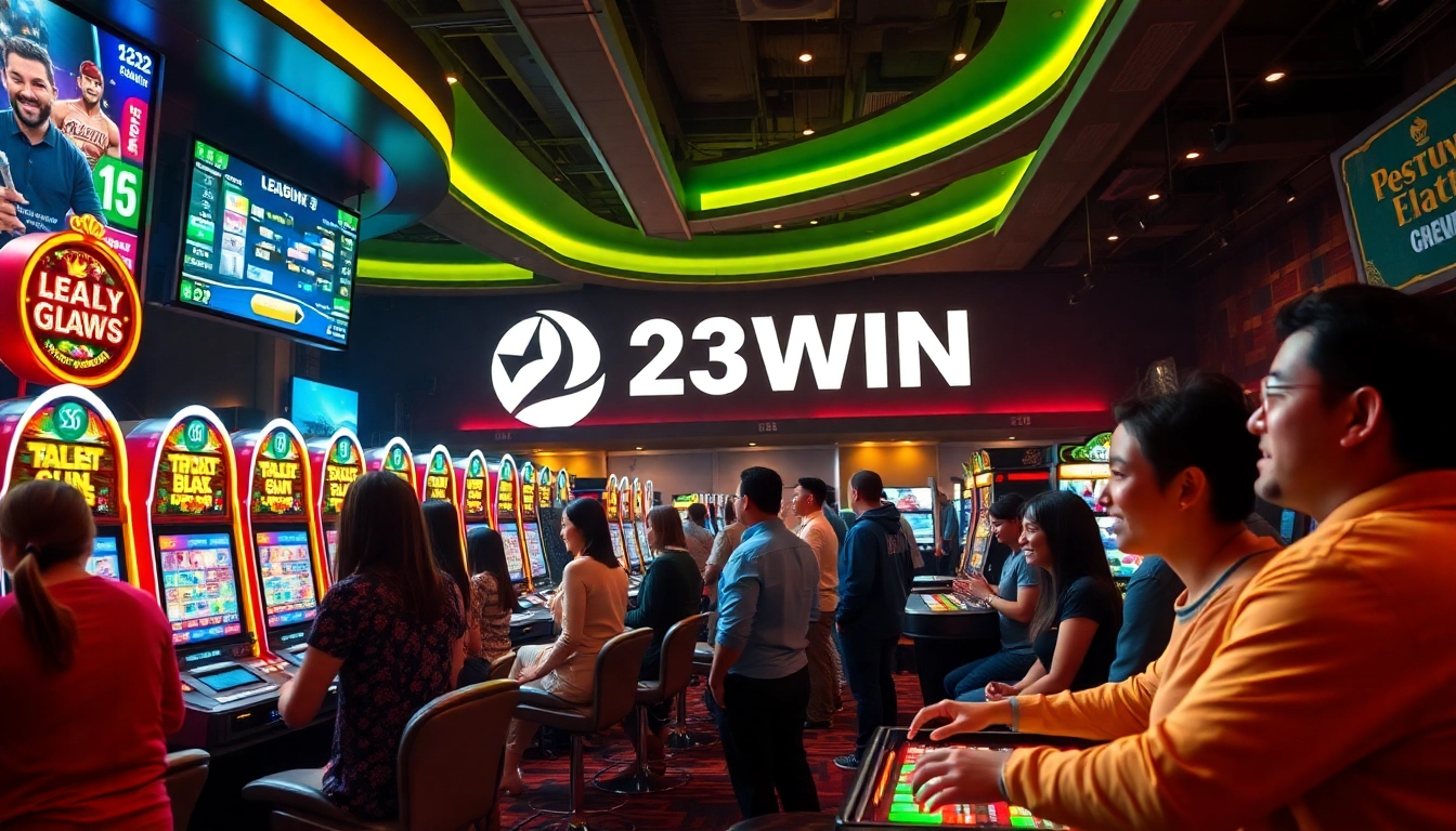 Experience the excitement of gambling at 23WIN, featuring vibrant games and a modern casino atmosphere.