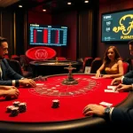 Engaging poker players and a glowing roulette wheel embodying TPJ's modern gambling excellence.