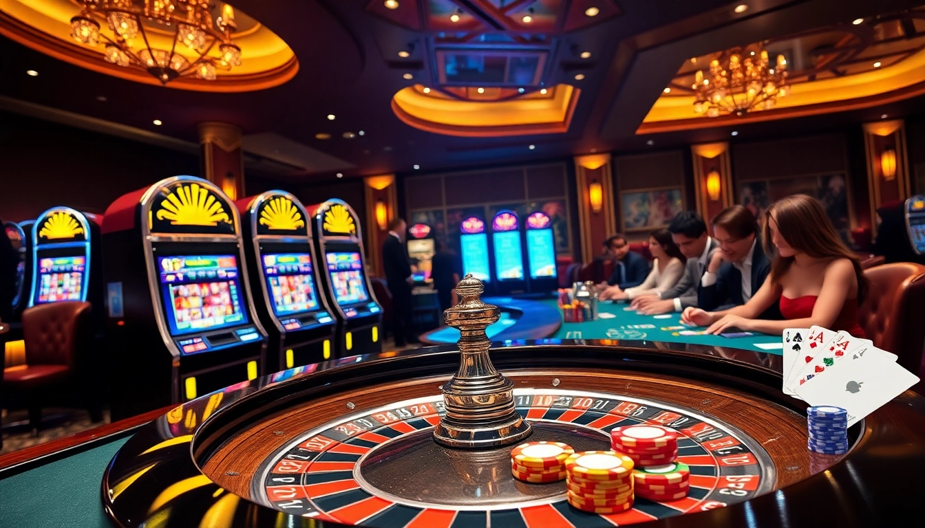 A thrilling casino experience featuring 88i poker chips and vibrant slot machines, showcasing excitement.