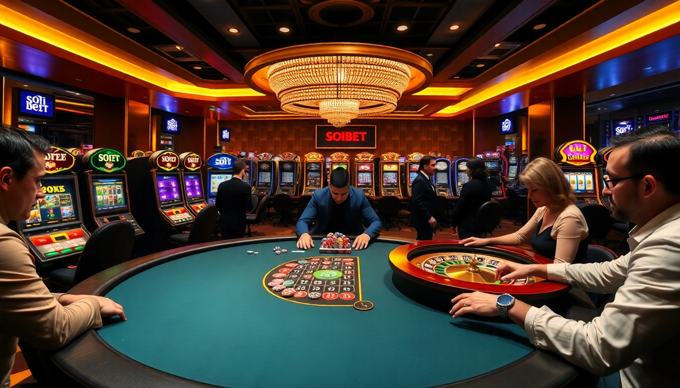 Experience thrilling gameplay at SOIBET with exciting poker tables and vibrant slot machines.