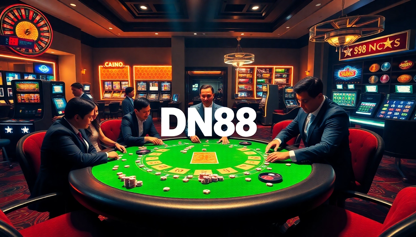 Engaged players enjoying poker at DN88, showcasing an exciting casino atmosphere.