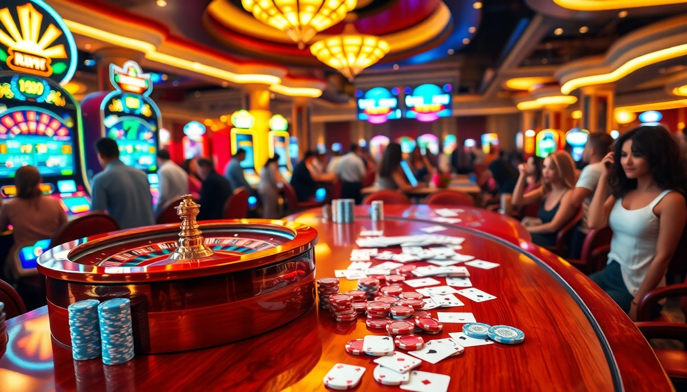 Roll the dice and win big at RR99 online casino, with flashing slot machines and vibrant poker tables.